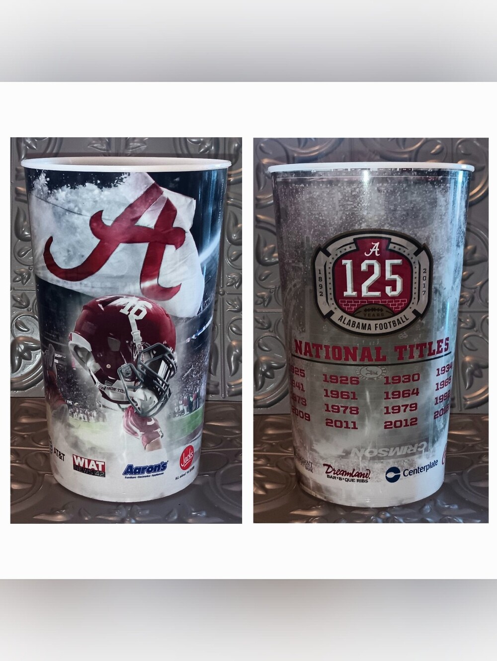 Alabama Football Stadium souvenir cup National Champions History Football